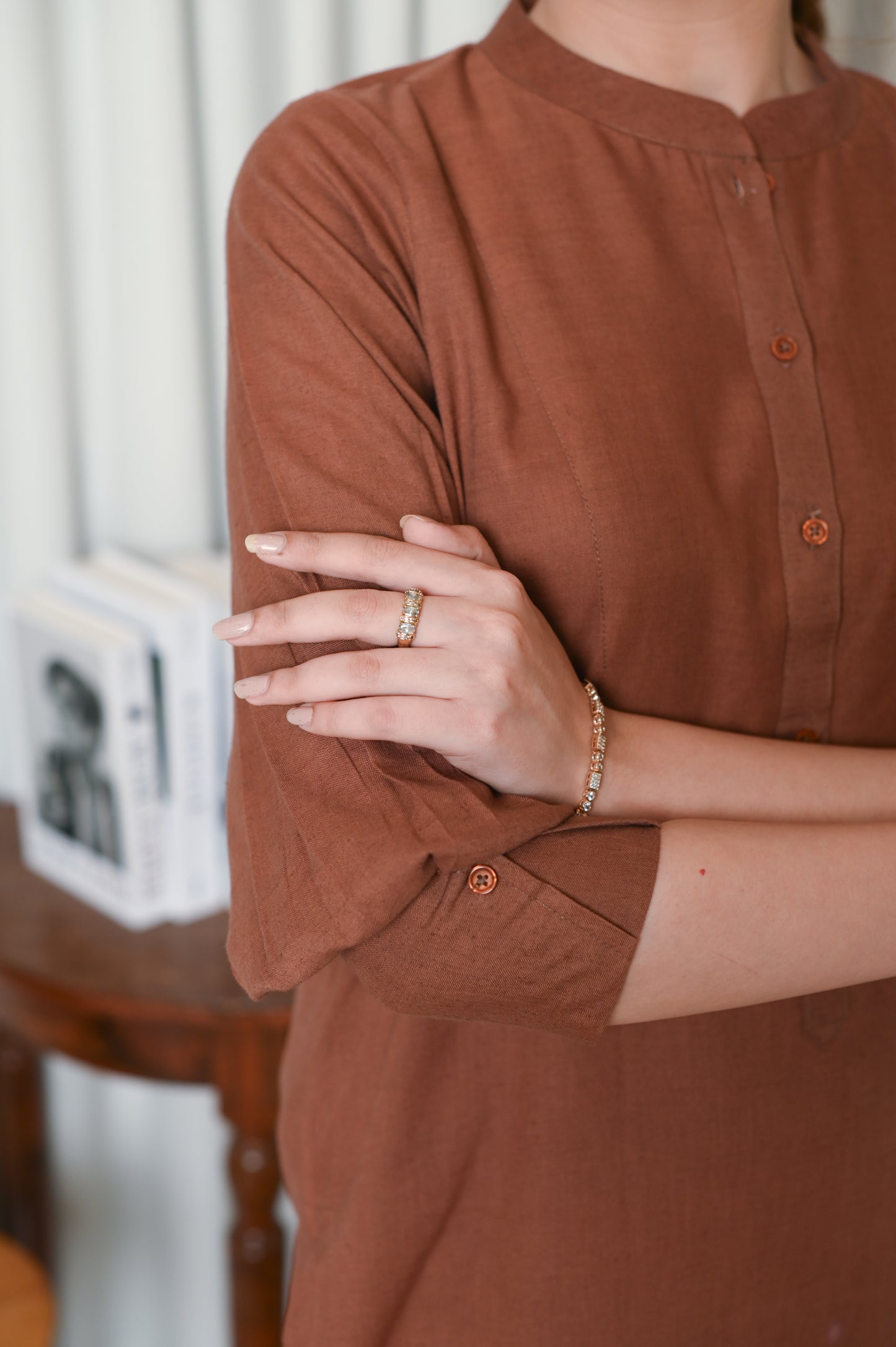 Earthy Poise – Brown Co-Ord Set with Puff Sleeves