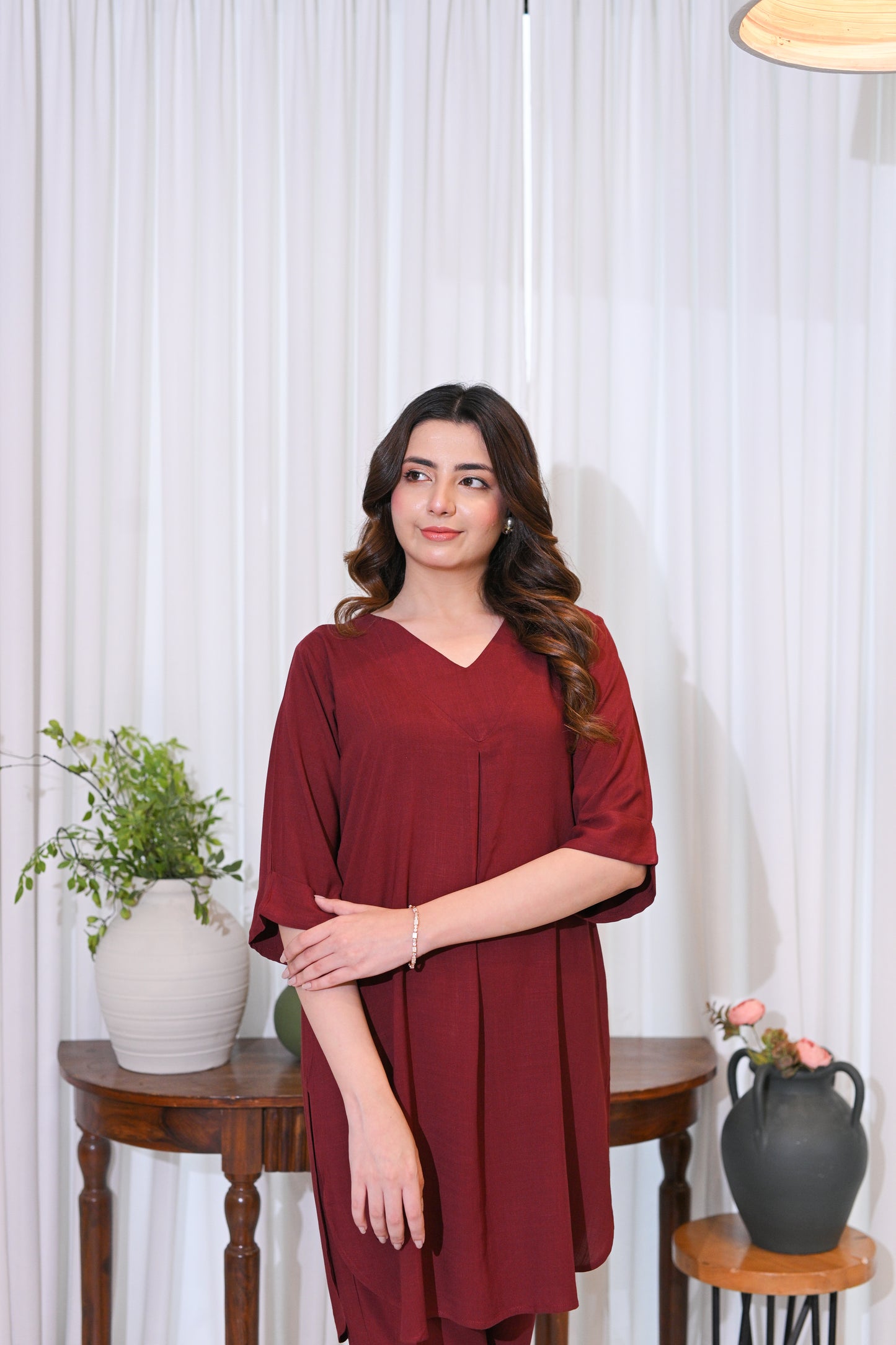 Burgundy Grace – Minimalist Co-Ord Set