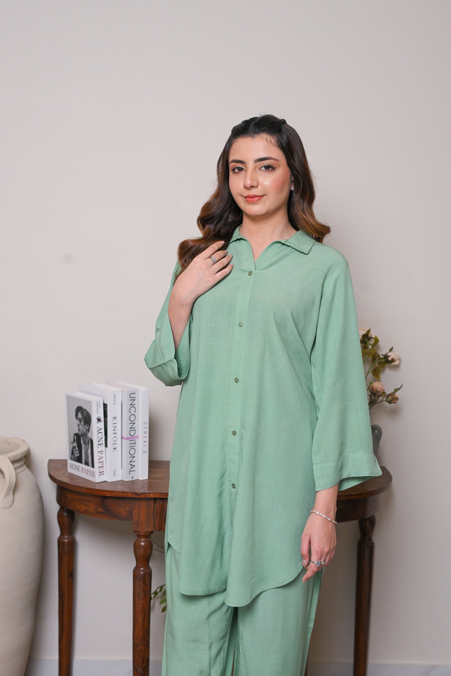 Serene Pastel – Green Button-Down Co-Ord Set