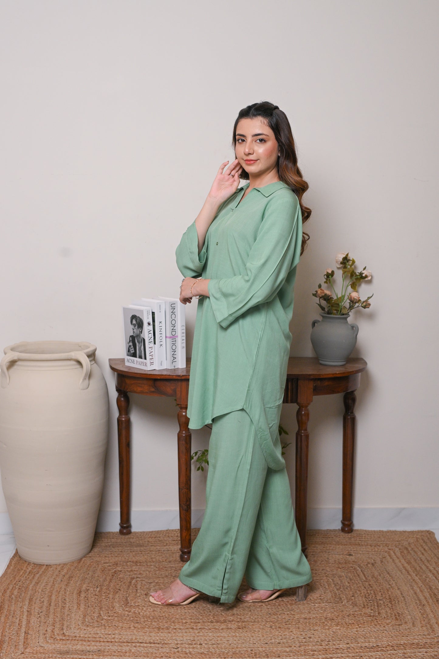 Serene Pastel – Green Button-Down Co-Ord Set